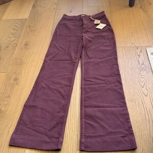 Faherty Women’s 28 Stretch Catawaba Grape Maroon Wide Leg Pants NWT
